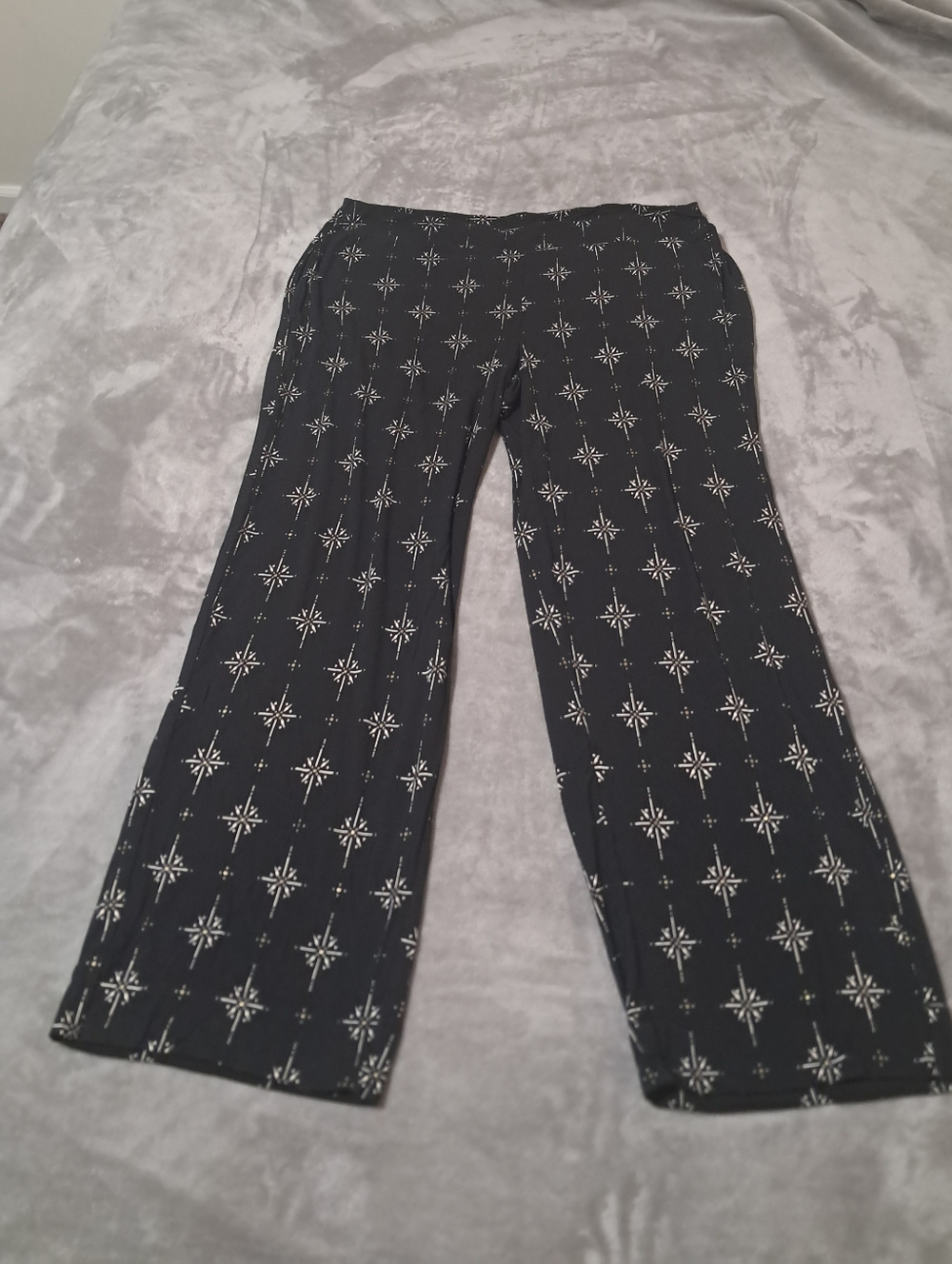 Womens Soma Cool Nights Pajama Pants Pockets In Winter Wonder Black Print Sz. L